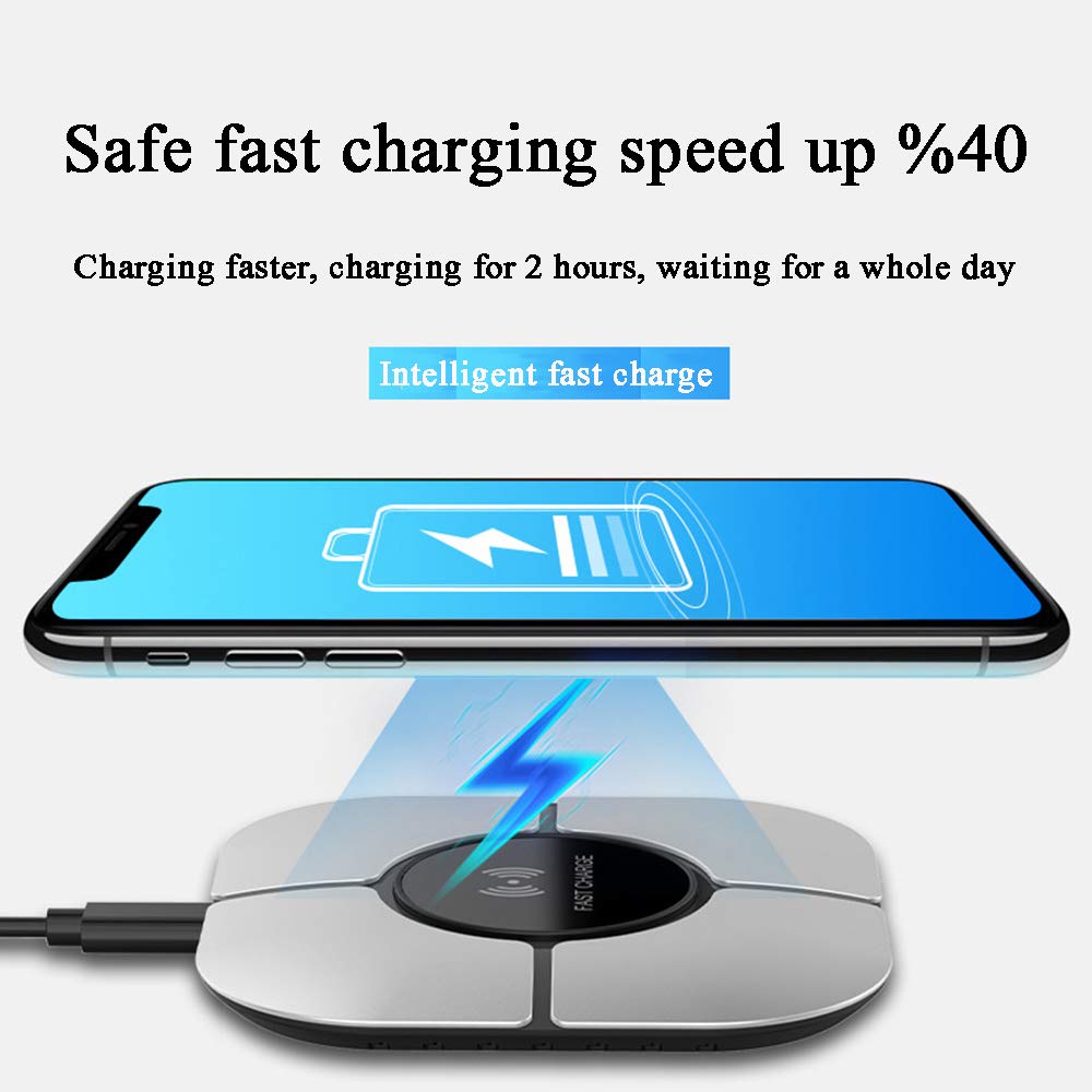 Caricabatterie Wireless Veloce 10W per iPhone XS/XR/X con Base di Ricarica Rapida Fast Charge Wireless Qi da per Galaxy e per Tutti i Dispositivi con Tecnologia Qi, Gold