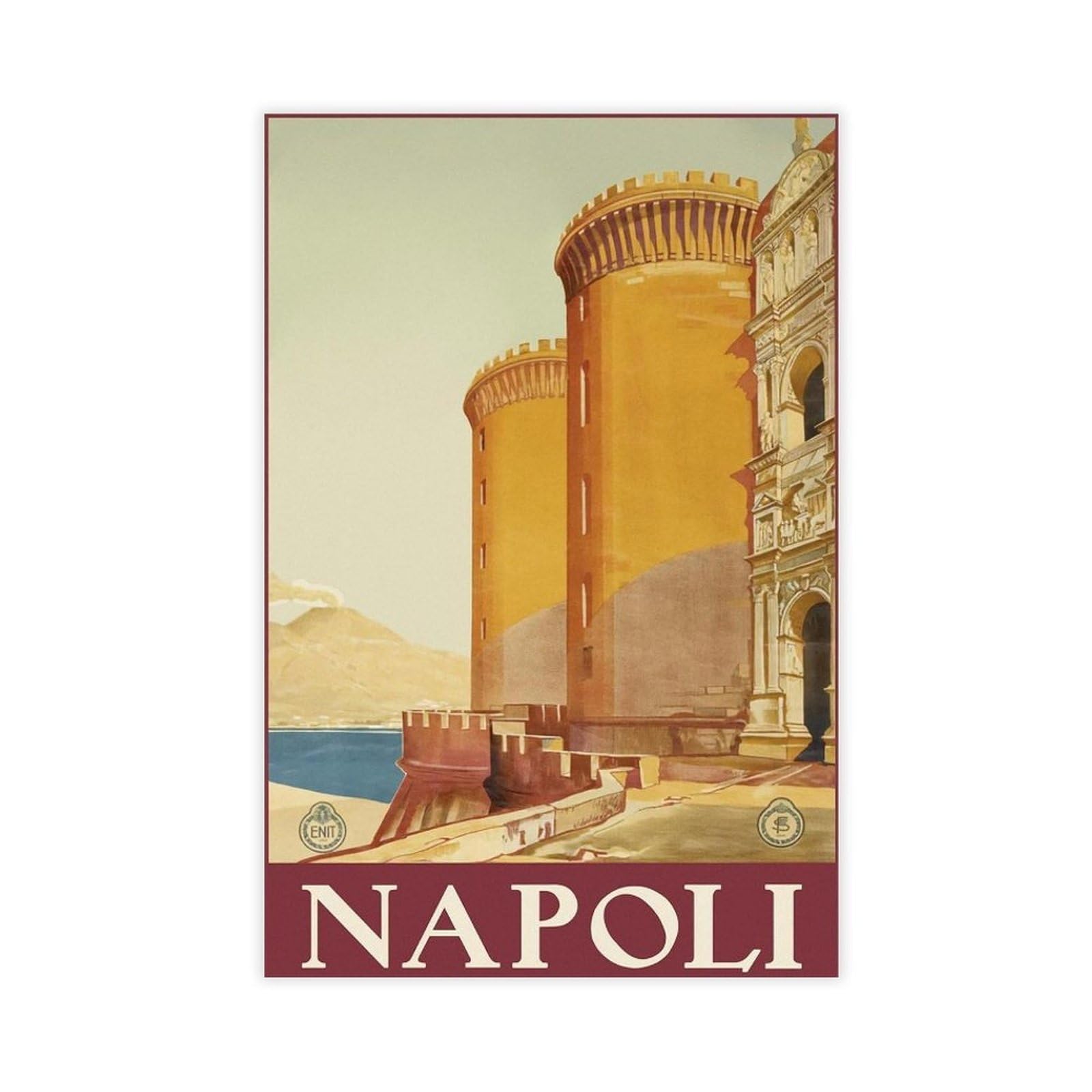 QOTOPGPG Napoli Italy Vintage Travel Canvas Poster Wall Art Decor Print Picture Paintings for Living Room Bedroom Decoration 24x36inch(60x90cm)