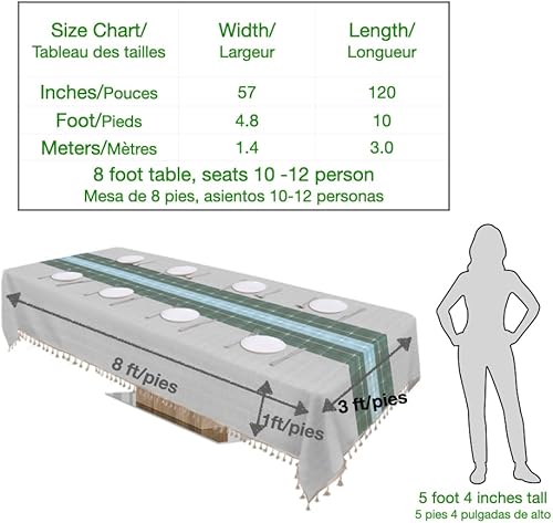 Miniatura 9 de Manteles de mesa de lino sintético gris para mesas rectangulares de 8 pies con capacidad para 8 personas. Manteles de mesa de tela para fiestas de 8