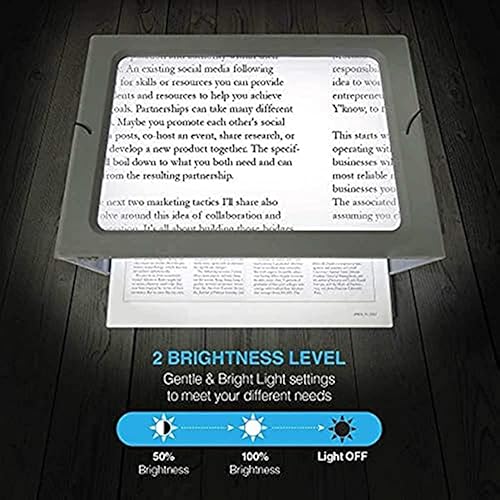 Miniatura 3 de Lupa de página completa 3X grande con 12 luces LED proporciona un área de visión uniformemente iluminada, patas plegables abatibles, modos de fuente