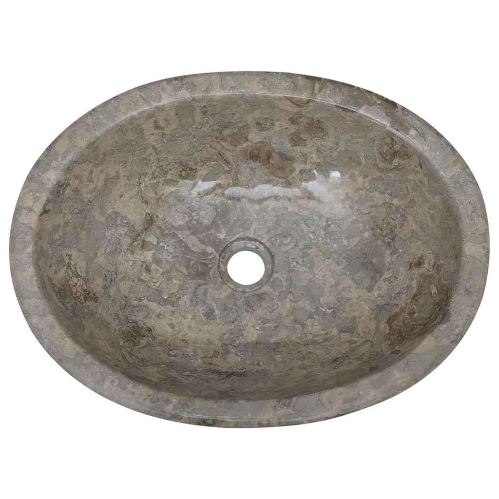 Lavabo grigio marmo, 53 x 40 x 15 cm, lavello da appoggio con foro di scarico, salvaspazio e facile da pulire, per bagno, bagno degli ospiti, ristrutturazione e attrezzature sanitarie