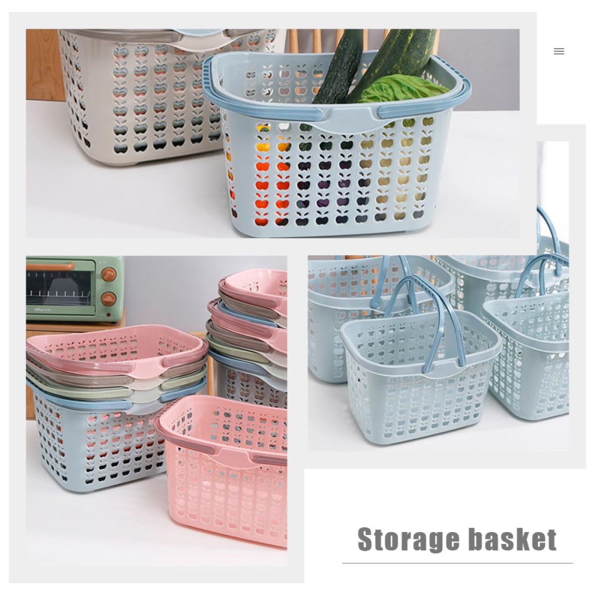 Beavorty Cestino Shopping in Plastica Blu, Leggero e Multifunzione