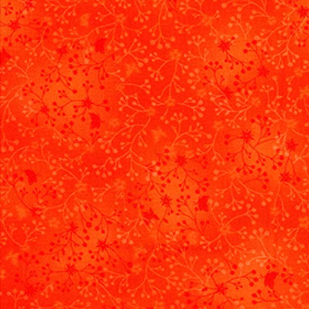 100% Cotton Fabric Flutter Cotton Blender Floral Flower (per metre) (Orange)