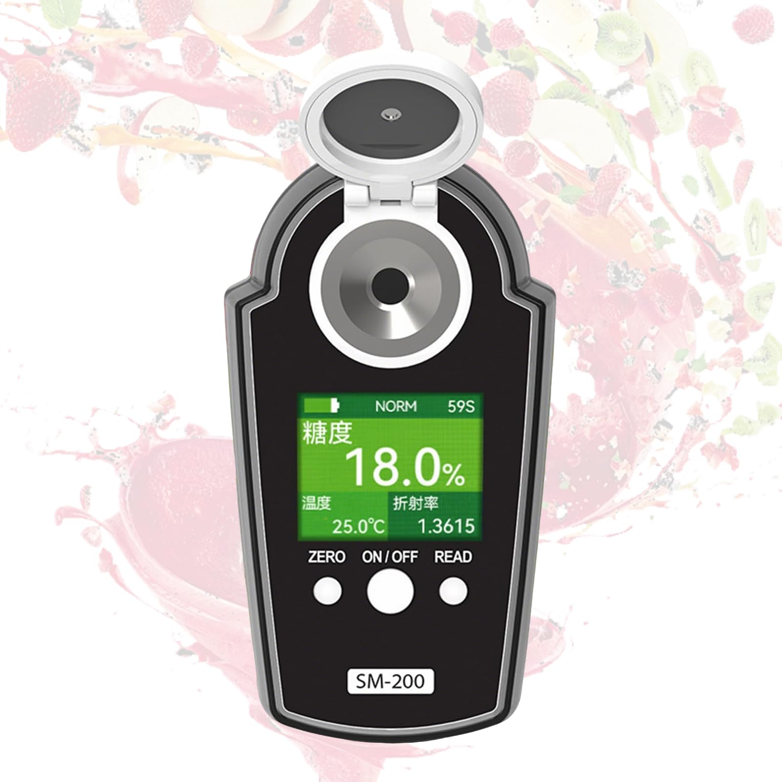 Digital Brix Tester, Digital Brix Refractometer with Display, High Accuracy ±0.2%, 0.1% Resolution, Automatic Temperature Compensation, for Fruits, Drinks, and Candy Sugar Concentration Testing