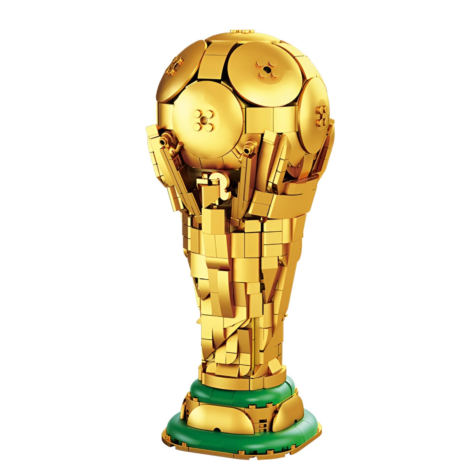 World Soccer Trophy Building Blocks Set for Adults, Golden Footballl Cup Model, Championship Trophy Bricks Kit, Football Fan Collectible Build Toy, Home Office Decor, Gift for Man, Woman, 1075PCS