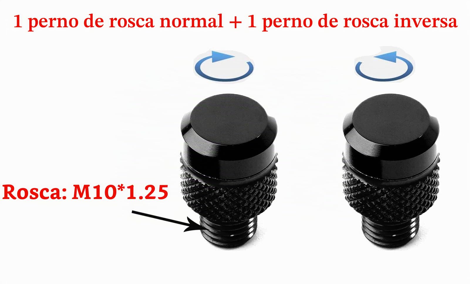 MOWOK 2pcs M10* 1.25 tornillos tapón agujero espejo retrovisor motocicleta para Yamaha MT 07 09 25 MT07 MT09 MT10 SP MT25 FZ09 FZ07 (negro)