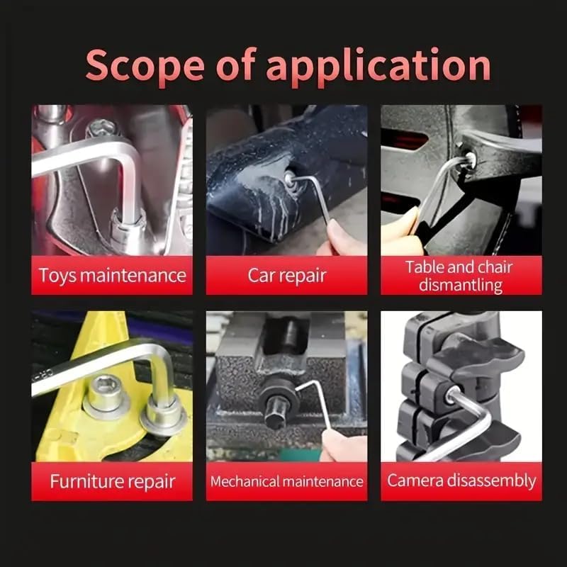 Hex Wrench Set – Compact & Portable Design with Metric & SAE (English) Sizes | Short Arm for Tight Small Spaces | Easy to Store & Carry in Entry Bags