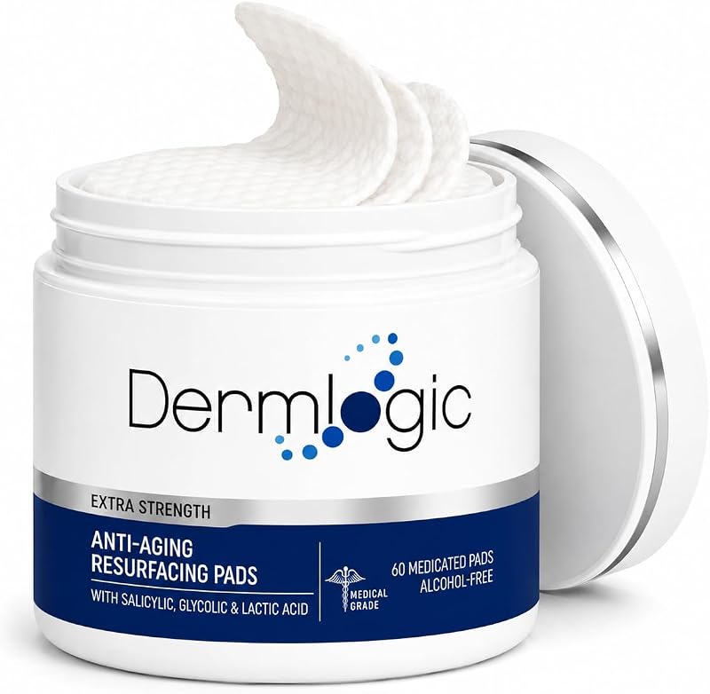 Discos de cuidados faciais Dermlogic com ácidos glicólico, láctico e salicílico