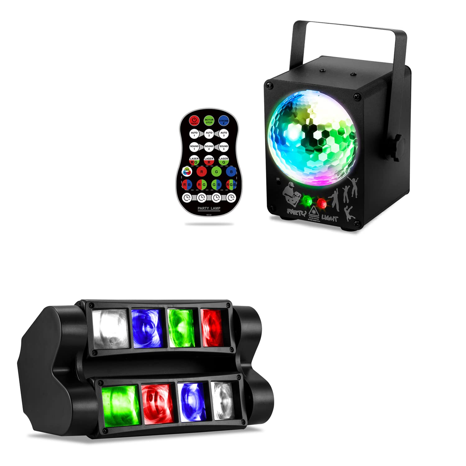 Disco Ball Lights RGB LED Stage Beam Lights Sound Activated Strobe Flash Effects DJ Party Lights with Remote Control for Karaoke, Wedding, Parties