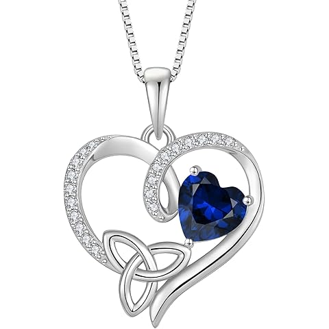 Celtic Knot Necklace 925 Sterling Silver Love Heart Trinity Knot Pendant Irish Good...