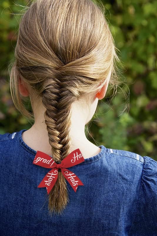 Miniatura 5 de 4 cintas de graduación, tapas blancas y rojas, para diploma, palabras de felicitación, grogrén, 5 yardas, cinta de fiesta de graduación para