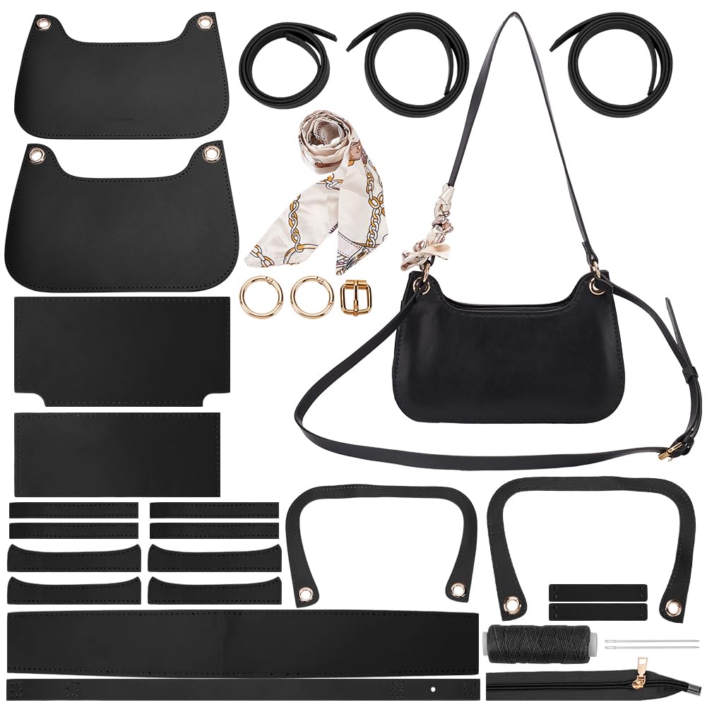 Kit DIY sac sous les bras en cuir PU WADORN noir et amande pour femme