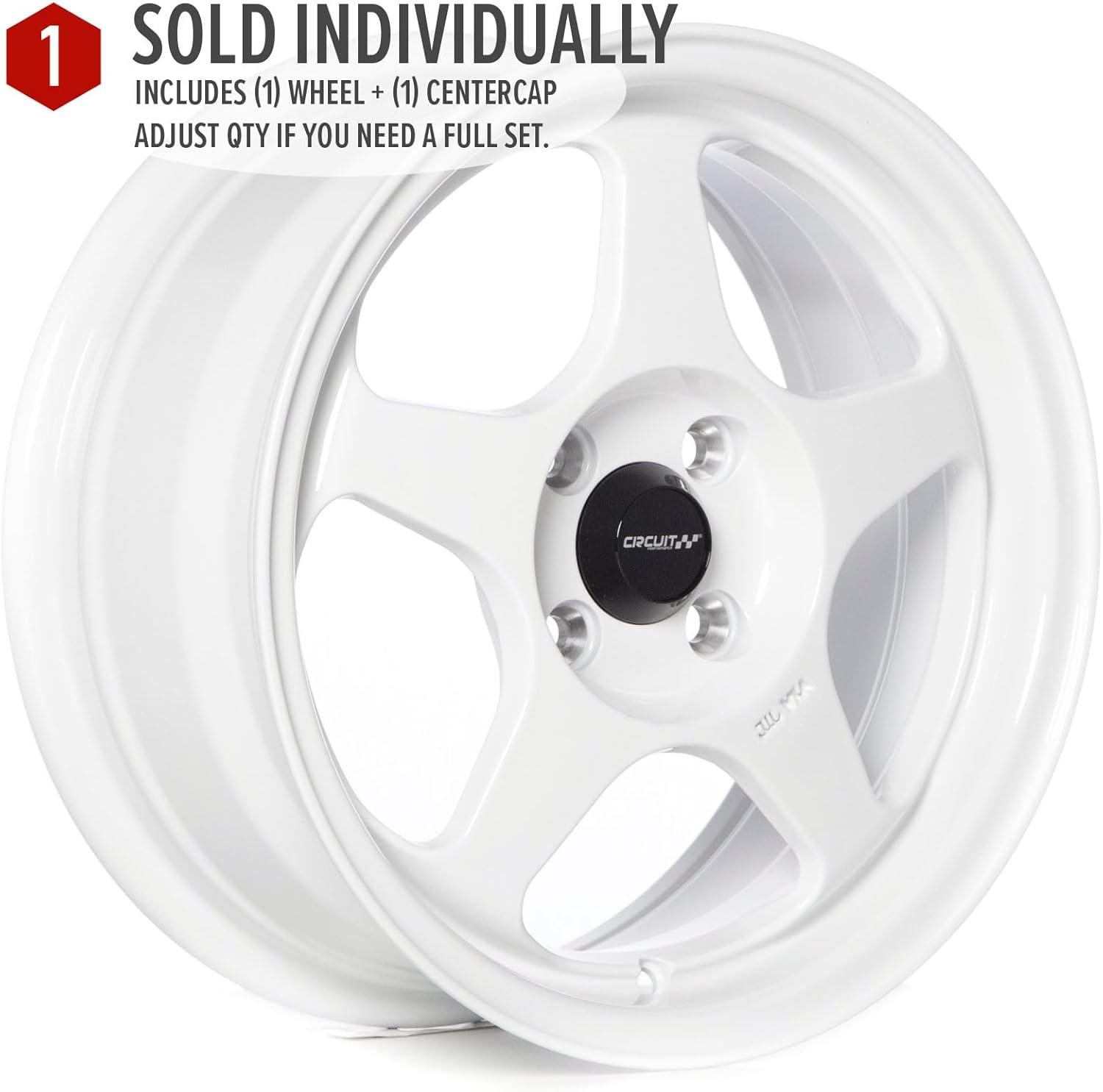 Circuit Performance CP22 15×6.5 Gloss White 4×100 [+35mm] Wheels Spoon Style Rims compatible with Honda Civic EK EG, Acura Integra DC2, BMW E30, Mazda Miata