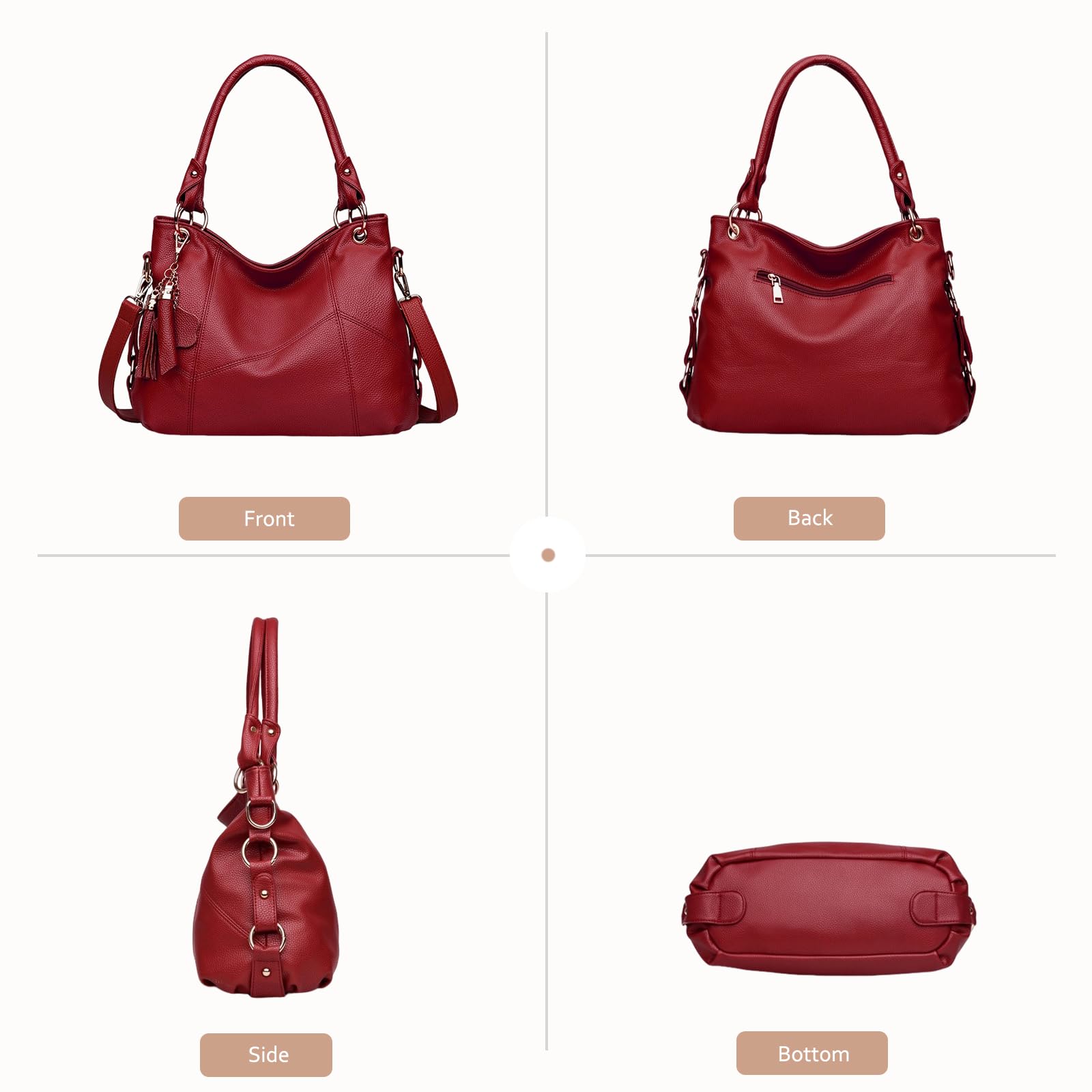 NICOLE & DORIS Damen handtasche Umhängetasche mit großer Kapazität Weiche Ledertasche shopper Neue Designer handtasche Top Griff Taschen mit Quaste