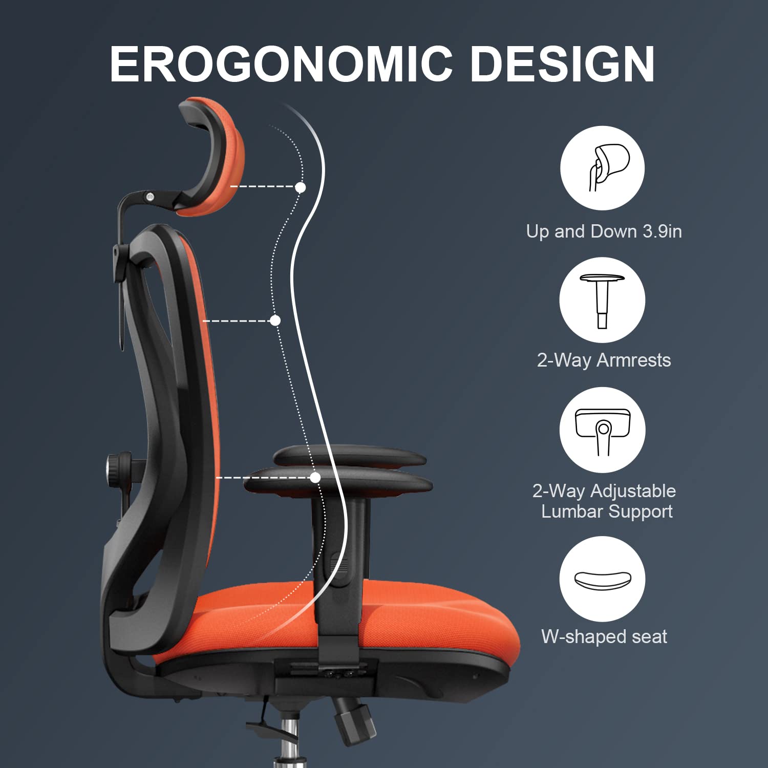 SIHOO Ergonomic Office Chair, High Back Desk Chair, Ad...B082XXGL8M