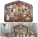 Wooden Jesus Puzzle Statue Nativity Puzzle for Adults and Kids, Jigsaw Puzzles Ornament Crafts with Wood Burned Design for Home Sculpture Decorations Christmas Birthday Gifts