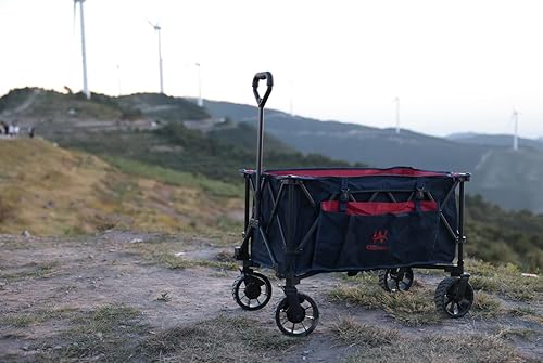 Miniatura 9 de WHITSUNDAY Moko Compact Collapsible Folding Garden Outdoor Park Utility Wagon Picnic Camping Cart with Bearing and Brake (Dark Blue)
