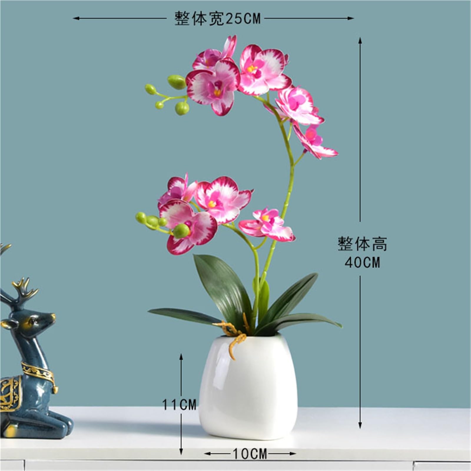 Plantas Artificiales de Interior orquídea Mariposa, Ideal for decoración del hogar, la Oficina o hoteles. Verdes Artificiales en Maceta.(Pink)