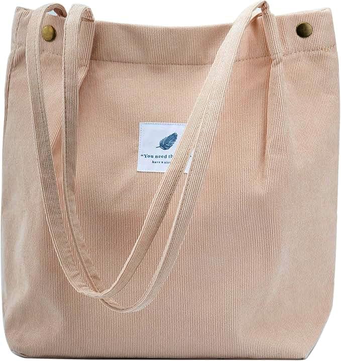 Image of Lyrovo Women Corduroy Shoulder Tote Bag for Work Beach Travel and Shopping Grocery