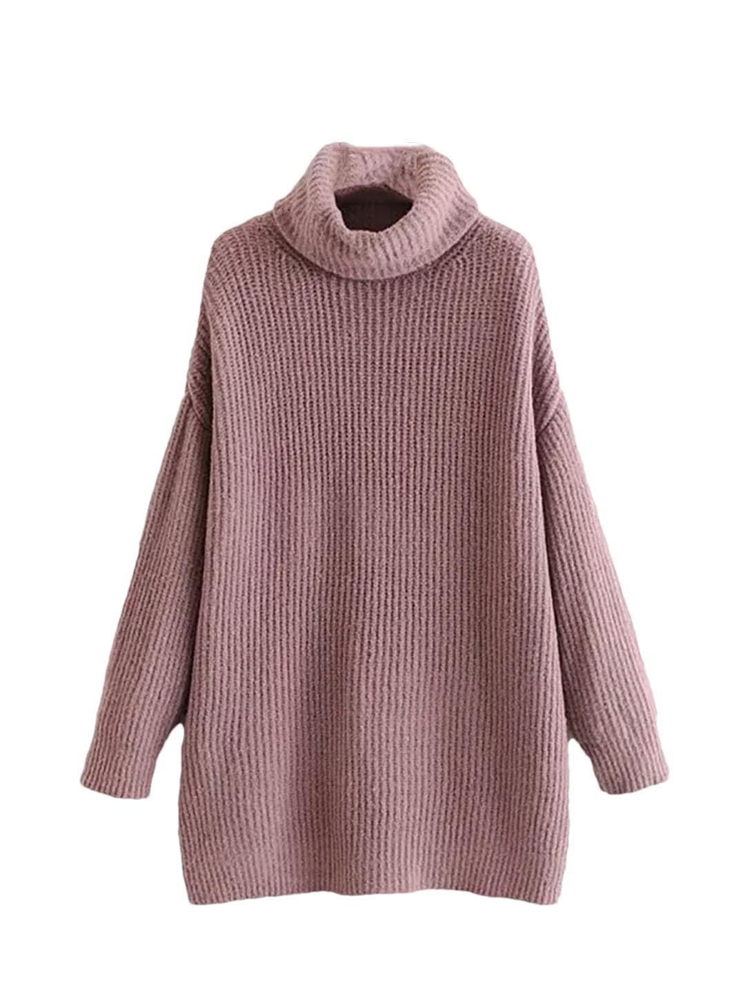Maglione da donna a collo alto tinta unita pullover allentato maglione oversize top