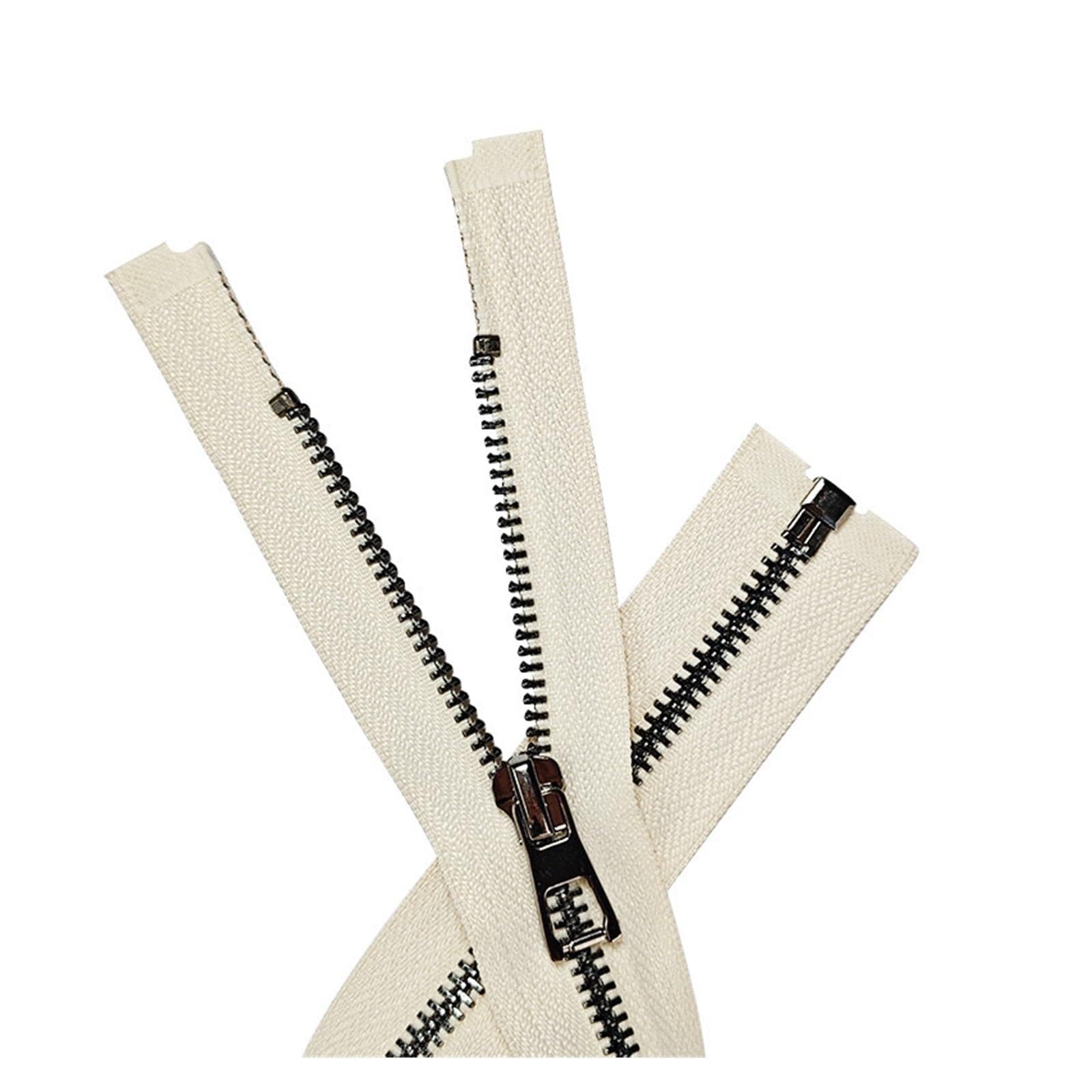 10pcs 40-80cm Metal Zipper Y Teeth Single Open Tail Lock Clothing Accessories Zipper(Offwhite-10pcs,60cm)