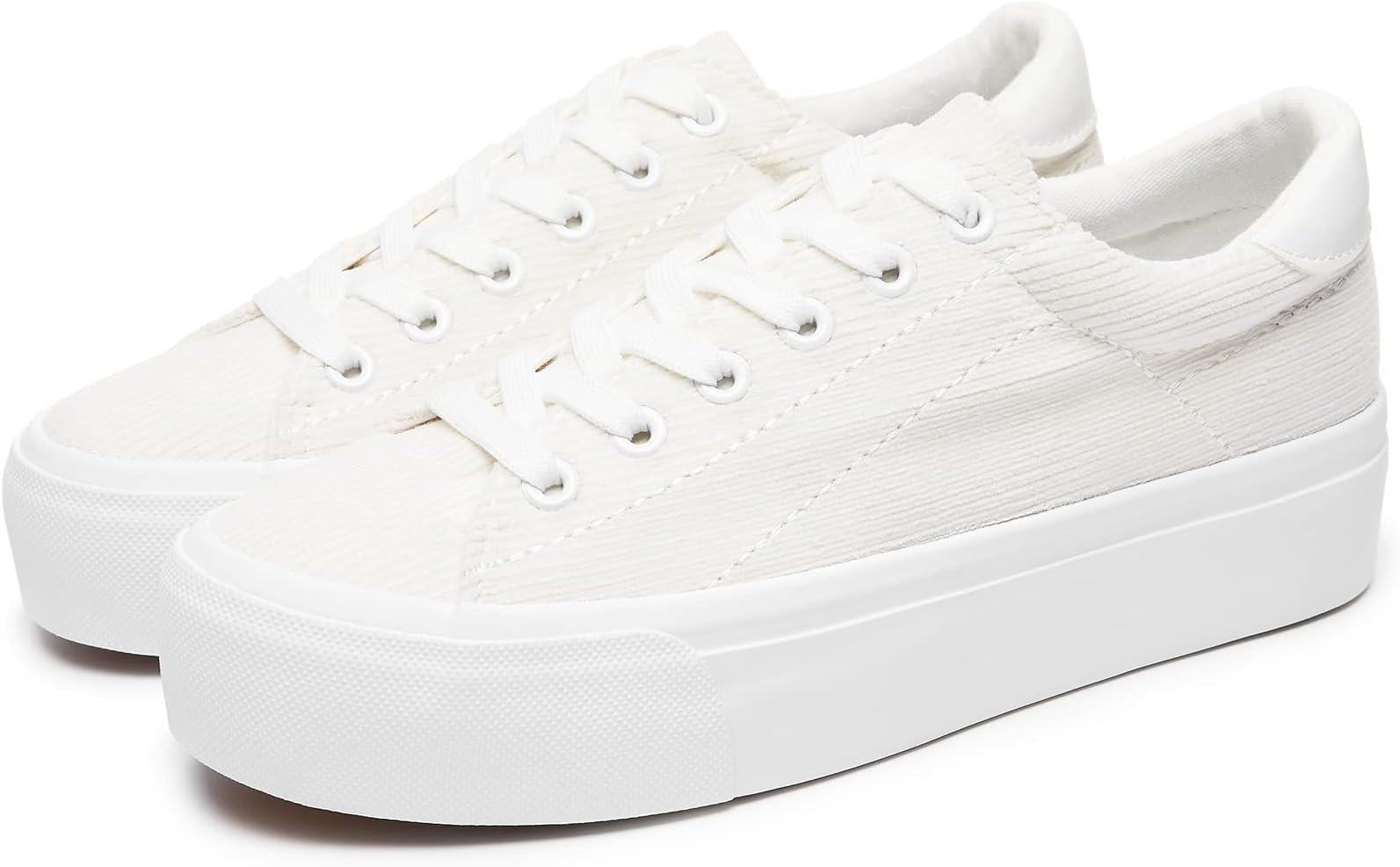 THATXUAOVWomens Platform Sneakers White Tennis Shoes Casual Low Top Fashion Sneakers