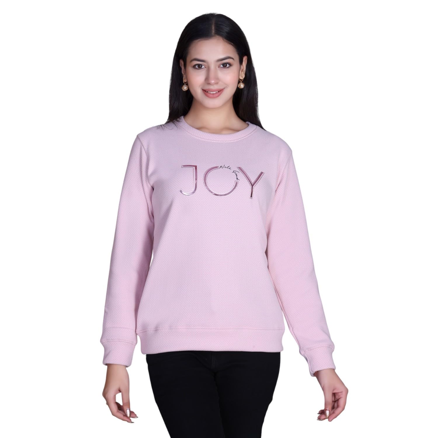 Women's Winter Sweatshirt | Soft Warm Pullover with Joy Letter Print | Casual Top-image-31