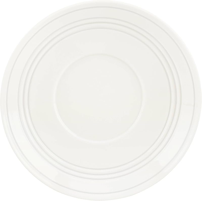 Vajilla Lenox Tin Can Alley, vajilla de porcelana blanca, platillo cupé patrón cuatro