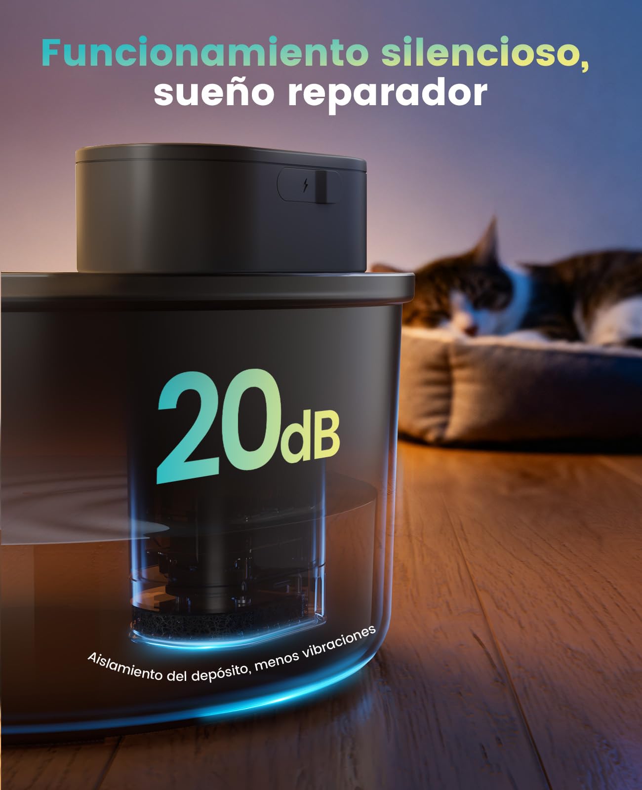 oneisall Fuente para Gatos sin Cables, Fuente de 3,2L con Sensor | 20dB ultrasilenciosa, batería recargable de 4000mAh, recipiente de acero inoxidable, limpieza sin esfuerzo, sin BPA