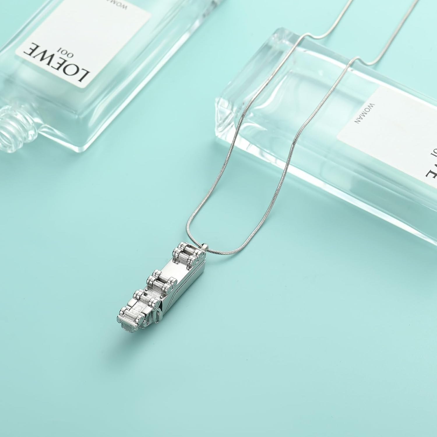 Urn Necklace for Ashes for Men Truck Cremation Jewelry Adults Stainless Steel 18 Wheeler Semi Truck Keepsake Urn Pendant Ashes Memorial Necklaces Jewelry Locket Gifts - Image 6