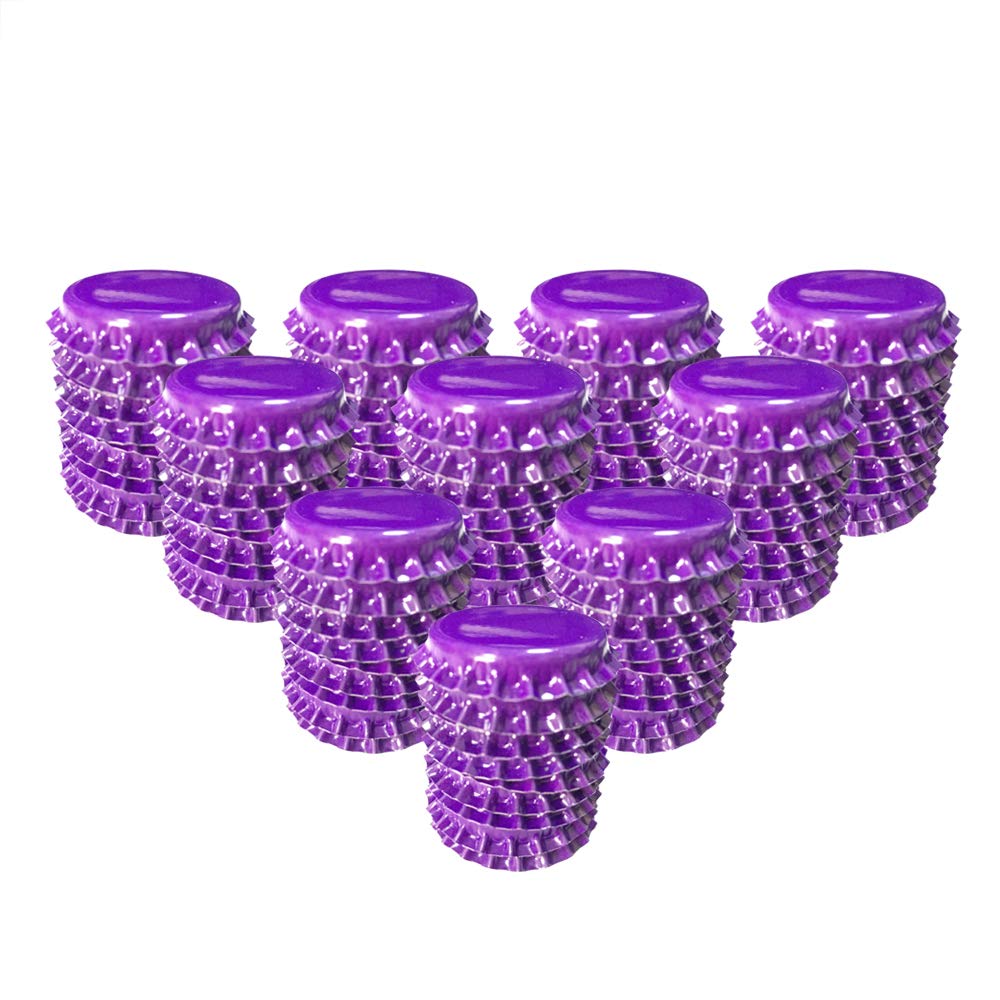RUTICH 100 PCS Crown Bottle CaPs Decorative Bottle Cap Both Sideds Printed for Hair Bows, DIY Pendants or Craft ScraPbooks Purple…