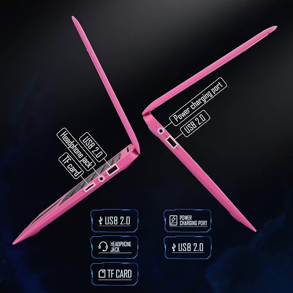 Laptop Computer(10.1 inch), Quad Core Powered by Android 12.0, Netbook Computer with WiFi, Webcam and Bluetooth, Mini Laptop with Bag, Mouse, and Mouse Pad for Kids and Adults(Pink) - 4
