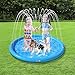 pecute Sprinkler Wasser-Spielmatte Splash(100 * 100 * 10cm), Sprinkler für Hunde Spritz wasserspiel Matte, BPA-freies PVC-Spritz pad, Splash Pad mit rutschfeste einstellbare Wasserhöhe Blau,S