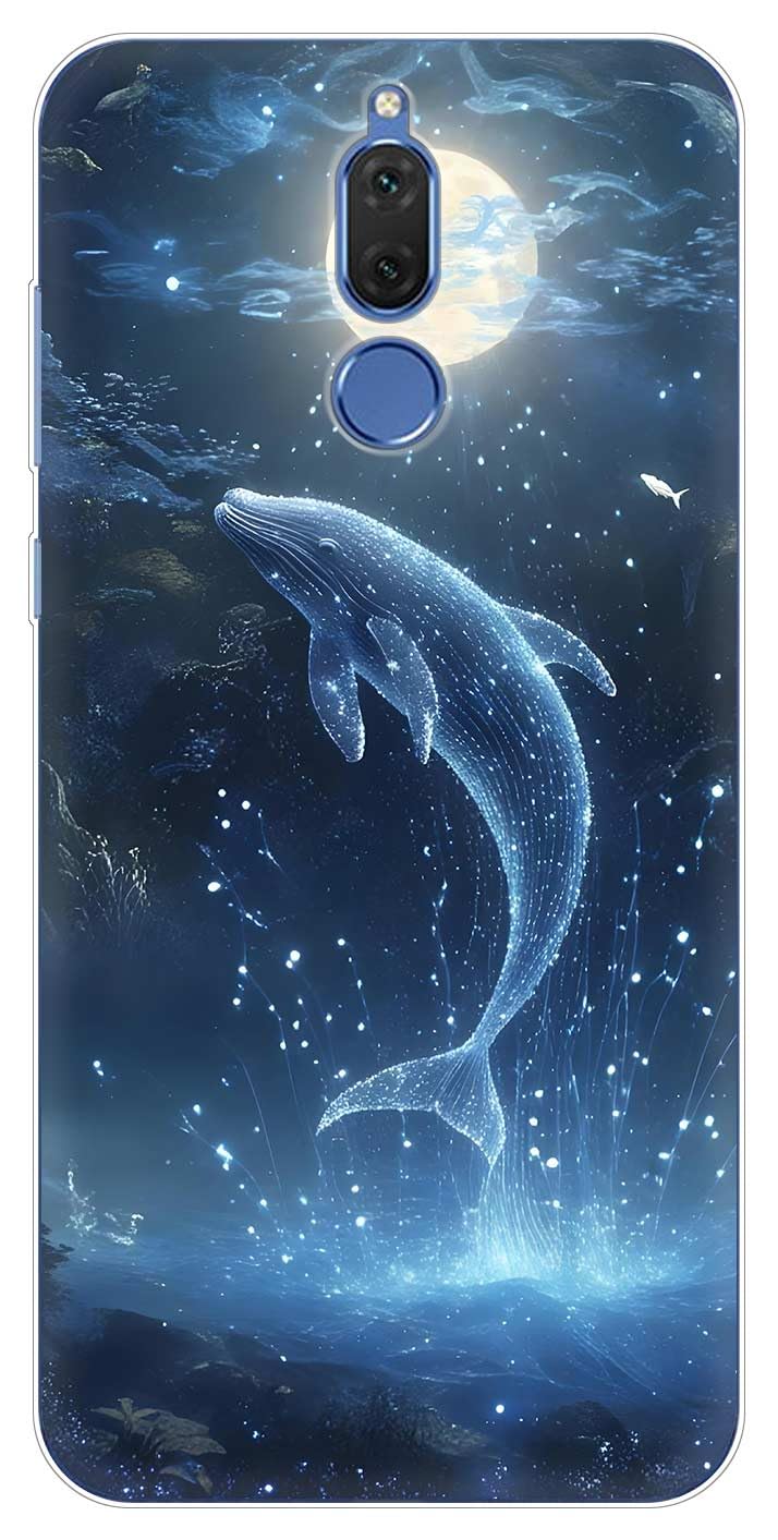 Case Compatible with Huawei Mate 10 lite,Clear with Pattern Slim Protective Soft Bumper Phone Cover Design Shockproof Slim TPU Whale