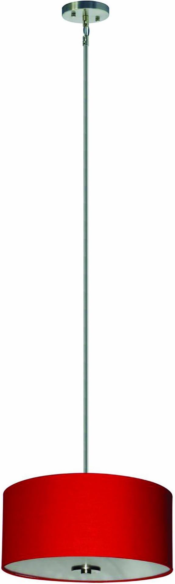 Yosemite Home Decor SH1607-3P-CPRSS Lyell Forks Family 3-Light Satin Steel Pendant with Chili Pepper Red Drum Shade, Red