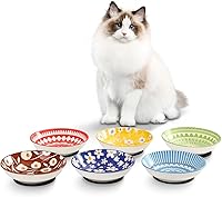 Vista 7 de Cuencos de cerámica para gatos – Serie floral colorido juego de 6 cuencos para gatos – Cuencos de alimentación para gatos con alfombrilla