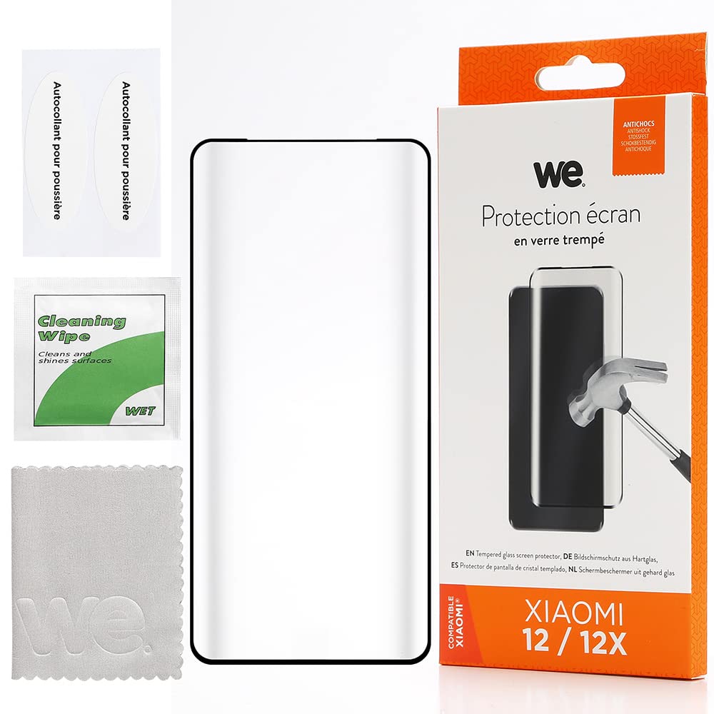 WE Vetro temperato per [XIAOMI 12 / 12X] – Pellicola di protezione schermo anti-graffio 3D, anti-bolle d'aria, ultra resistente, durezza 9H Glass
