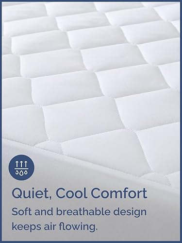 Miniatura 3 de Protector de colchón acolchado tamaño Queen  Protector y funda elástica ajustable  transpirable, suave, cubierta superior de perfil bajo con