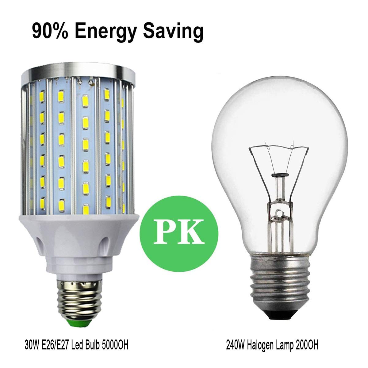 Ampoule LED, E27, 30 W, équivalent à une lampe à incandescence 240 W, 2400 lm, petite vis Edison, ampoules LED candélabres non dimmables, E27 blanc froid, 6 pièces