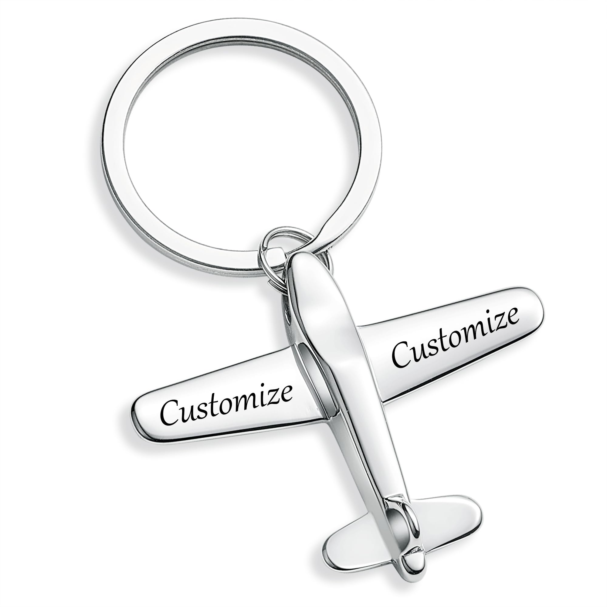 Custom Airplane Keychain, Personalized 3D Stainless Steel plane Key Chains Engraved with Names, Aviation Gifts for Flight Attendant Pilot Travelers