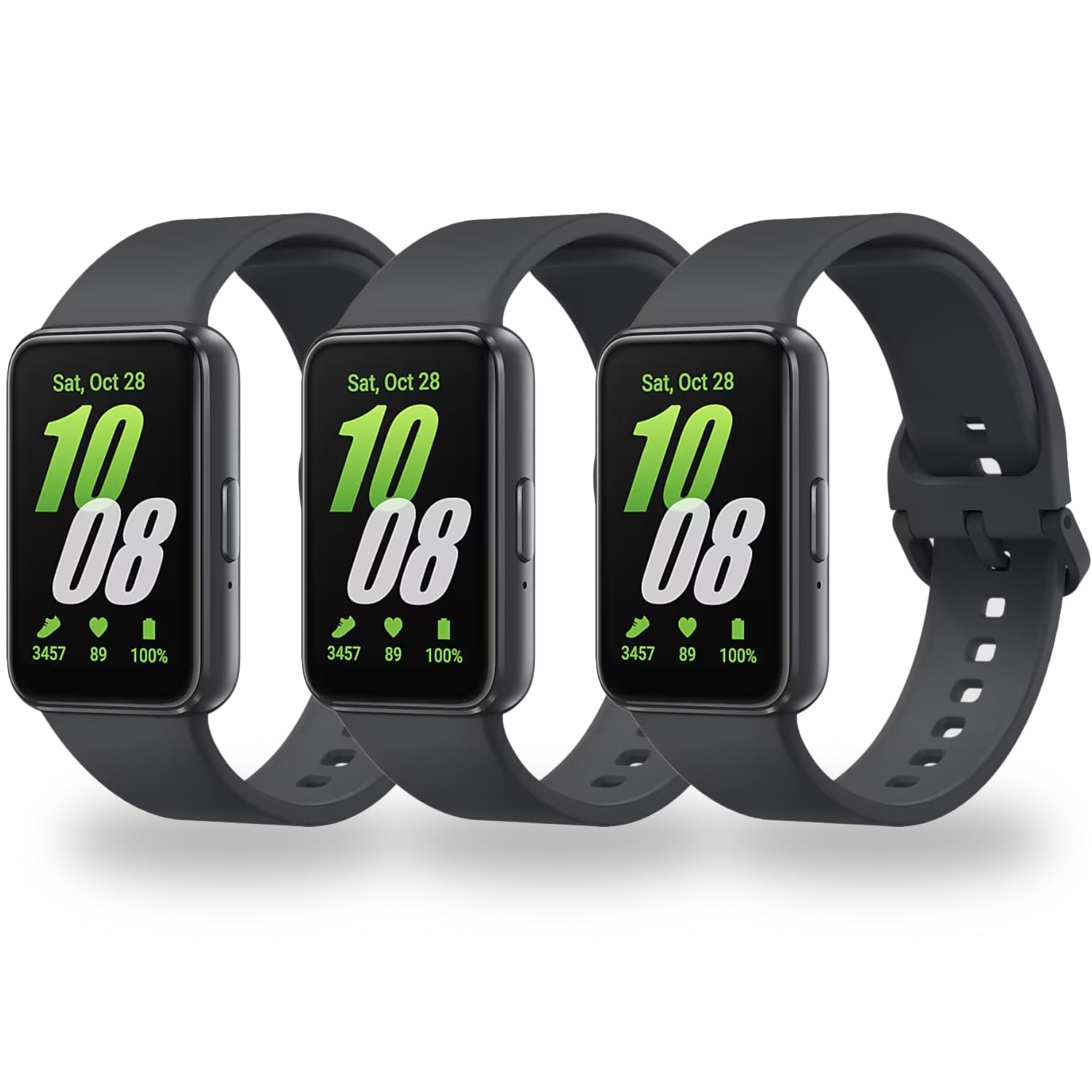 BABEJIA 3PCS Replacement Bands Compatible with SAMSUNG Galaxy Fit 3 (SM-R390), Soft TPU Galaxy Fit 3 Straps, Wristband con Metal Connector, Breathable, Adjustable, Quick Release