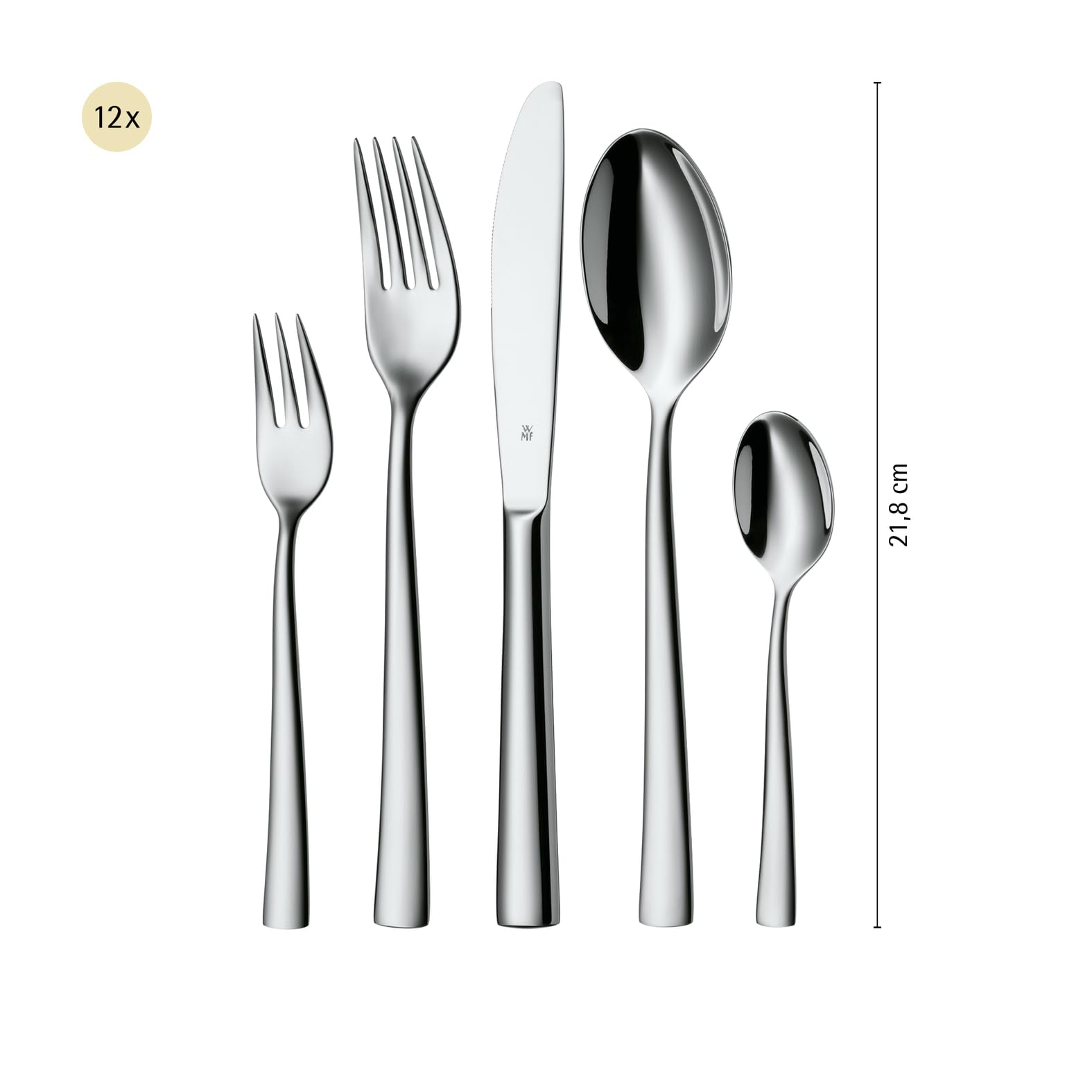 WMF Philadelphia Besteck Set 12 Personen, Besteck 60 teilig, Monobloc-Messer, Cromargan Edelstahl poliert, glänzend, spülmaschinengeeignet