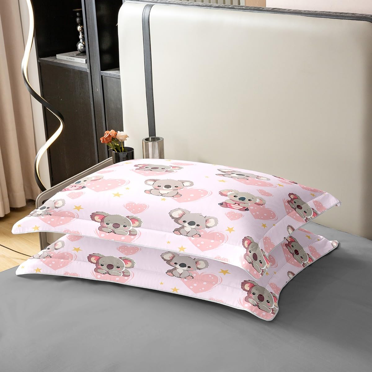 Zoo Koala 100% Baumwolle Bettbezug für Kinder Jungen Mädchen,Cartoon Koala Bettwäsche Set 135x200,Nette Zoo Tier Bett Sets,Girly Liebe Herz Bettbezug mit 1 Kissenbezug Weich,Kein Tröster