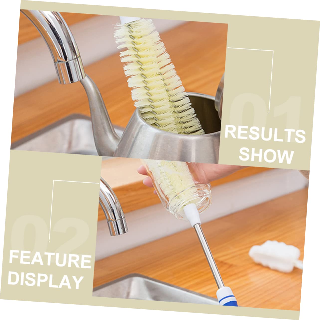 KOMBIUDA Bottle Brush Cleaner Cup Cleaning Brush Long Handled Bottle Scrubber Random Color