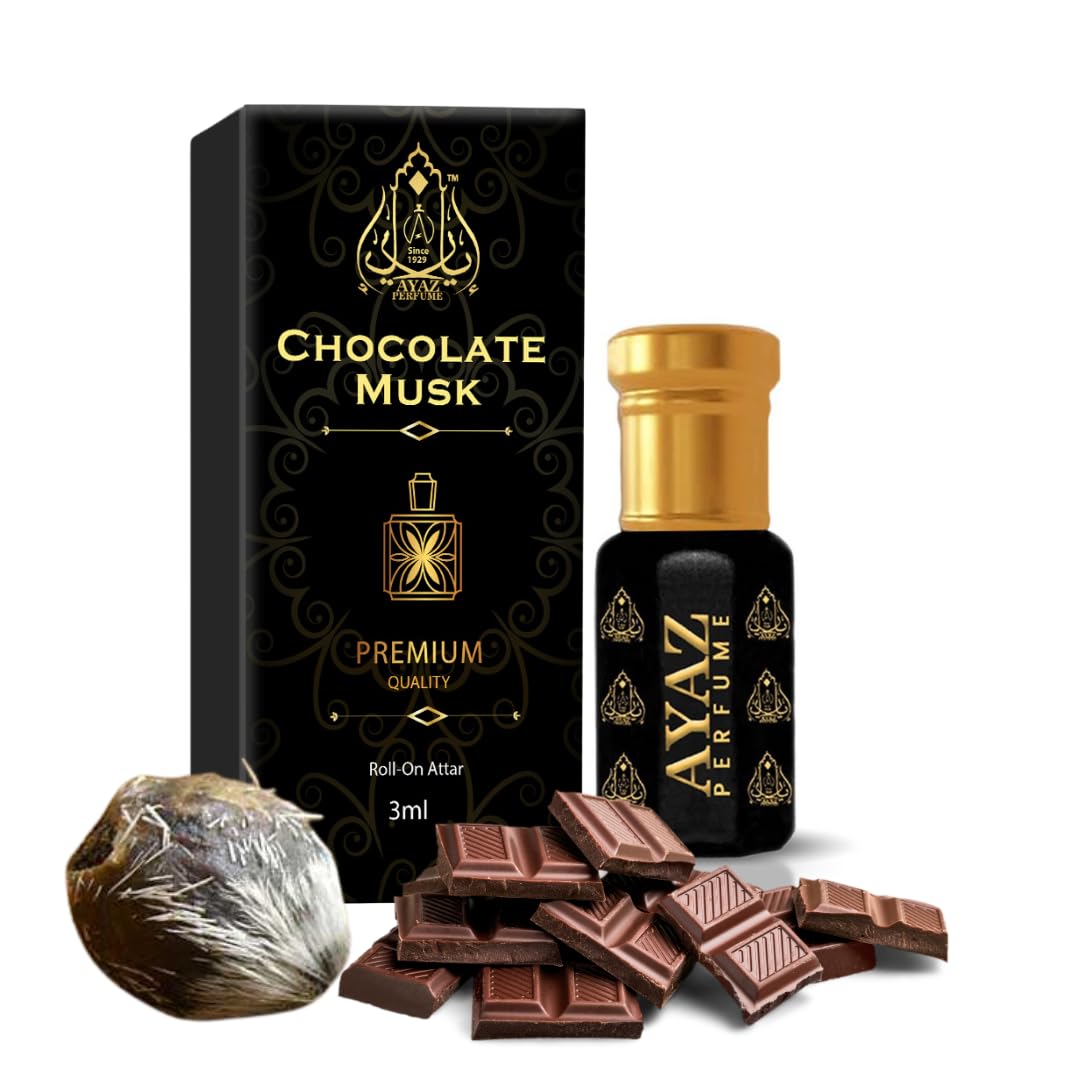 AYAZ Chocolate Musk Attar Perfume|Rich Cocoa & Sensual Musk Blend | Long-Lasting, Alcohol-Free Fragrance | Unisex Essential Oil Perfume (3ml)
