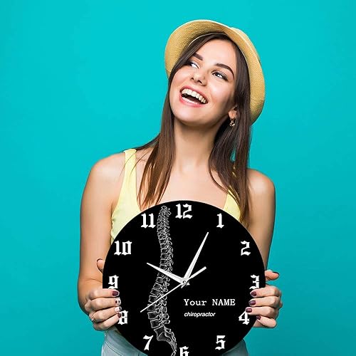 Miniatura 9 de Timethink Reloj de pared personalizado de diagnóstico de columna vertebral de 12 pulgadas, símbolo de terapia, quiropráctico, quiropráctico,