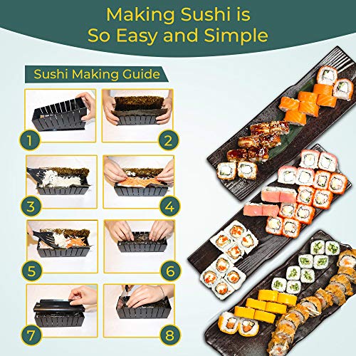DIY SUSHI MAKING KIT for beginners|tutorials step by step|11 pieces with 4 Sushi Rice Roll Mold Shapes|EASY.FUN.HOMECOOKING SUSHI