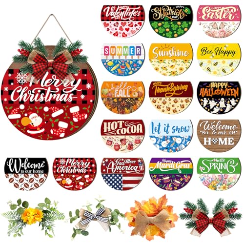 Vicenpal Interchangeable Welcome Sign for Front Door with 17 Magnetic