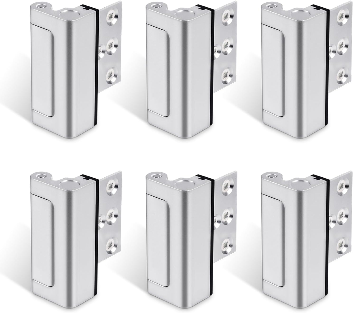 6PACK Home Security Door Reinforcement Lock Childproof, Add High Security to Home Prevent Unauthorized Entry, Aluminum Construction Finish, Frame Lock, Silver