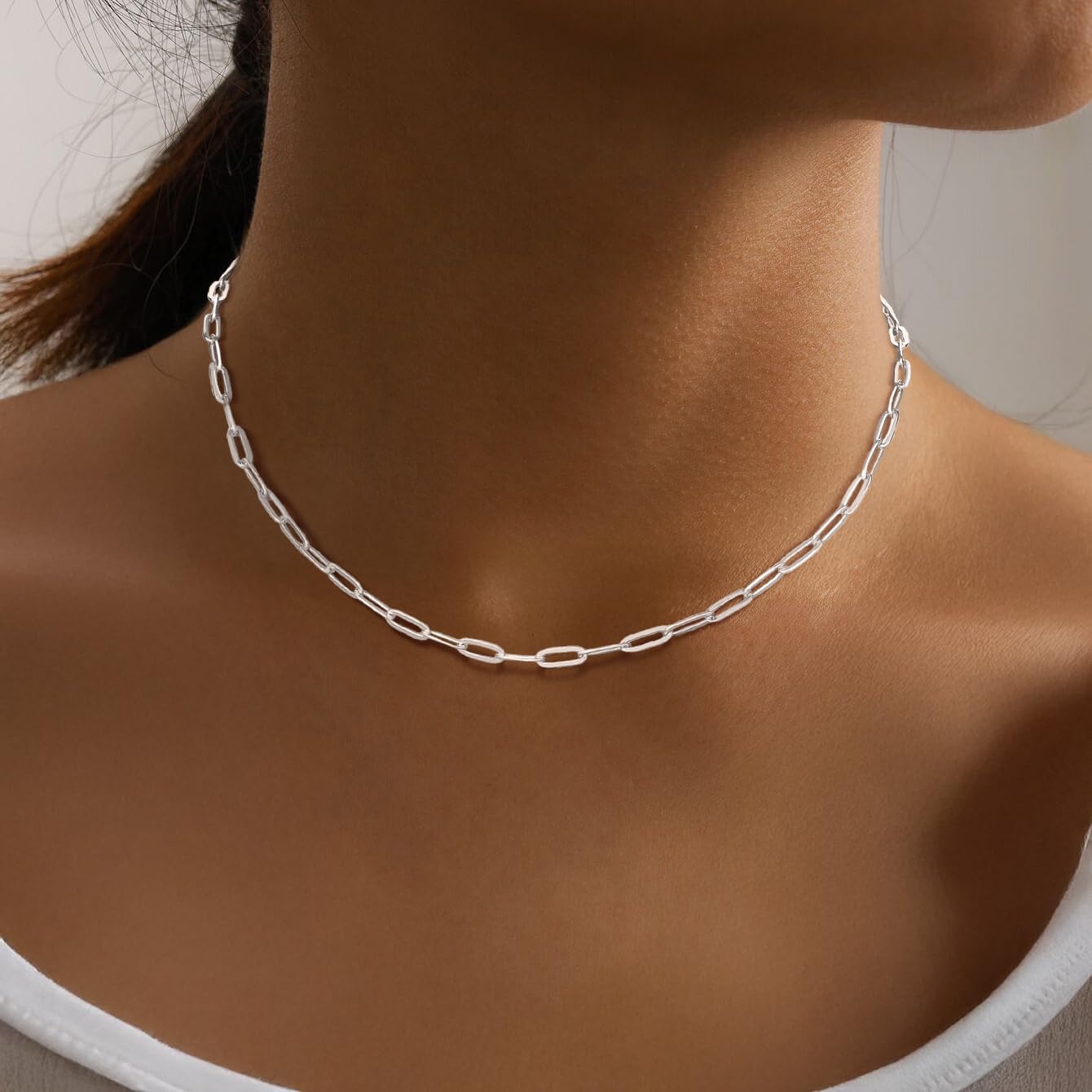 PROSILVER 925 Sterling Silver Paperclip Chain Necklace for Women Jewelry, with Gold/Rose Gold Plated, W: 1.7mm/3.3mm, L: 14"/16"/18"/20"/22"/24", Adjustable, Come with Box